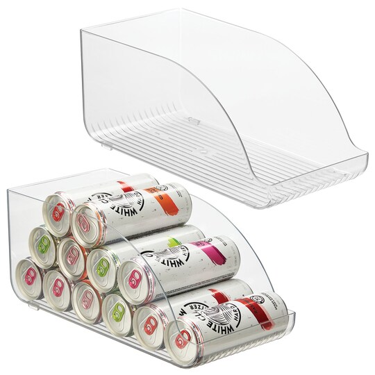 mDesign Plastic Water Bottle Tray Storage Rack and Dispenser, 2 Pack